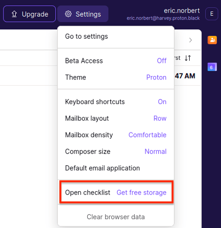 Open checklist option in the Settings menu