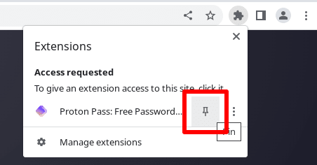 Pin Proton Pass to your toolbar