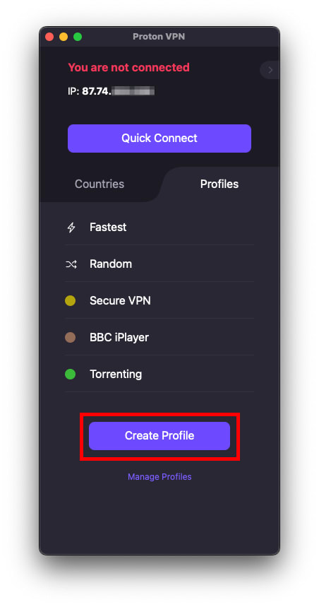 Create profile