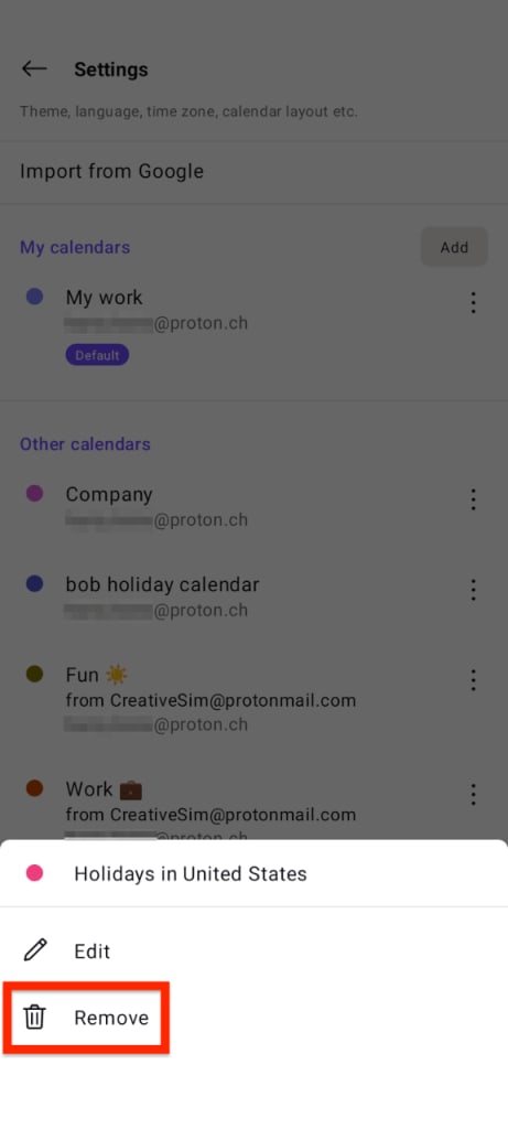 Remove calendar option