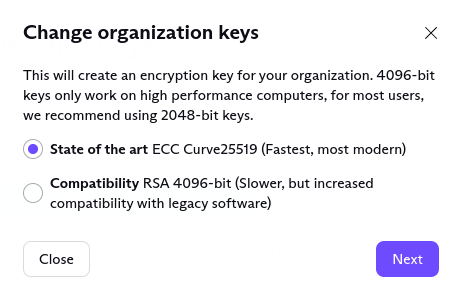 Choose encryption scheme