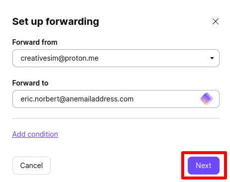 Set up forwarding (simple)