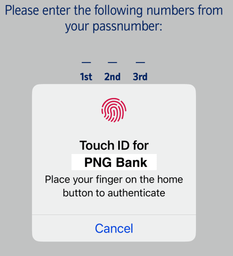 Prompt to access a banking app on iPhone using Touch ID for 2FA