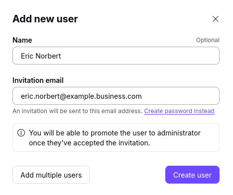 Enter the user's details