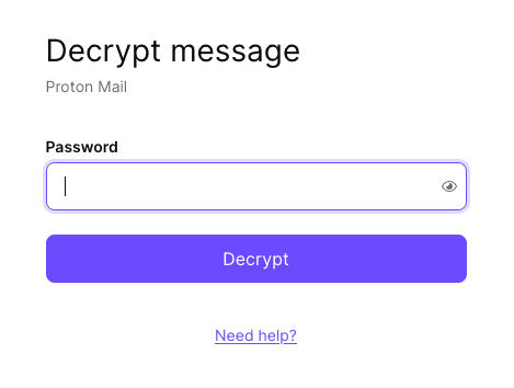 Box to enter the message password to decrypt a password-protected email