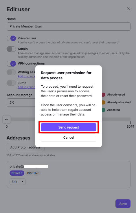 Request permission for data access.