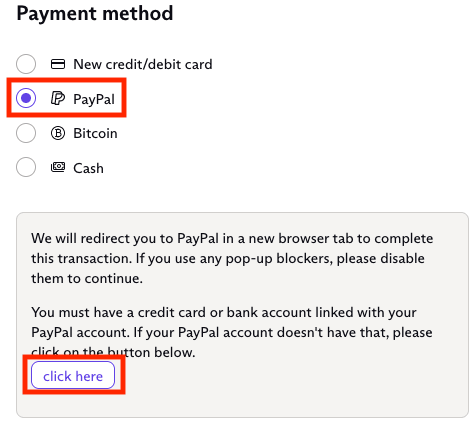 PayPal payment method