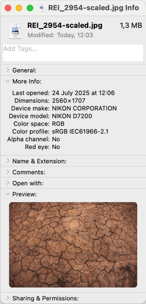 How to see EXIF data on Mac
