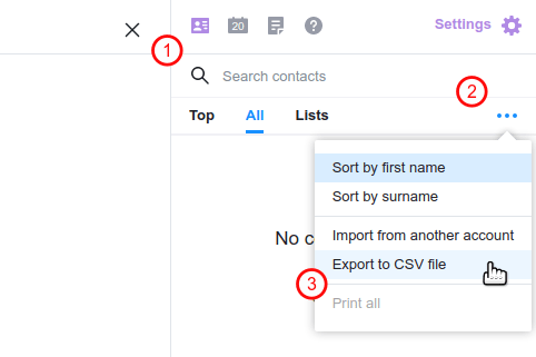 Image of export contacts from Yahoo Mail