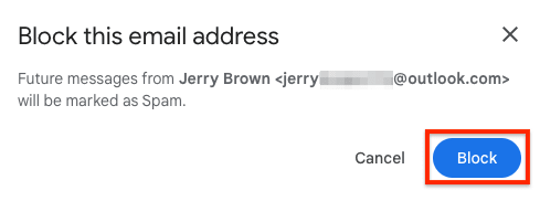 Gmail block this email address confirmation button