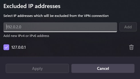 Split tunneling on Windows 7