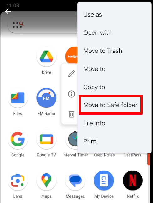 Moving files to the Safe Folder on Android