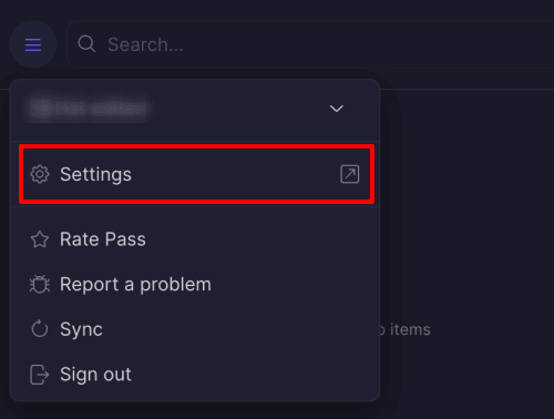 Open Settings in Proton Pass