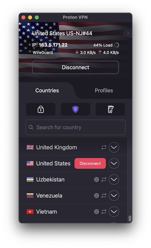 Connect to the US