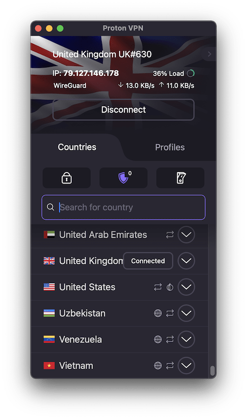 Connect to any server in the United Kingdom