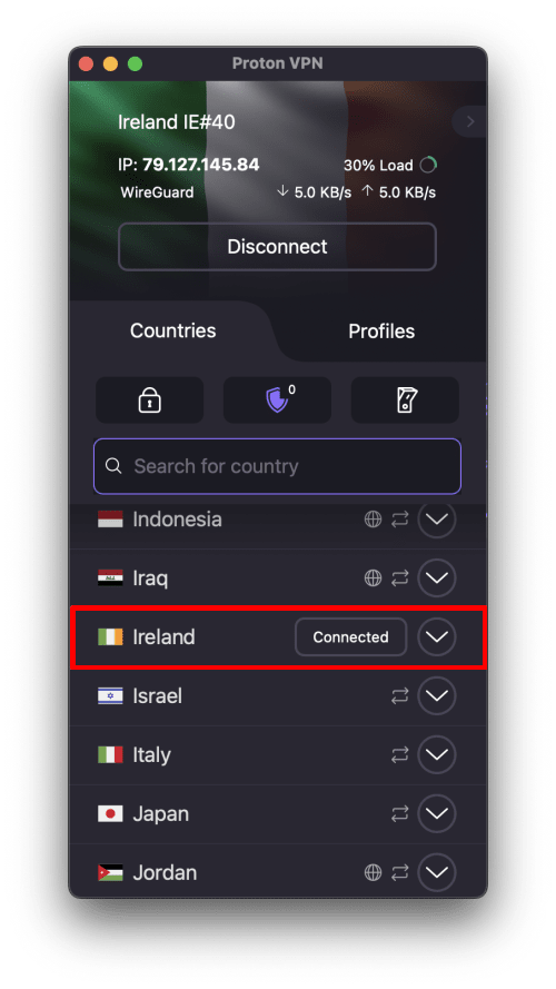 Connect to any sever in Ireland