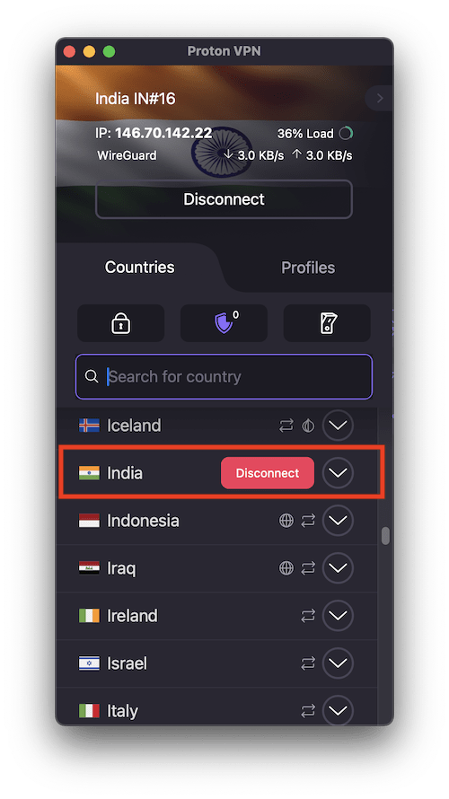 Connect to any India server