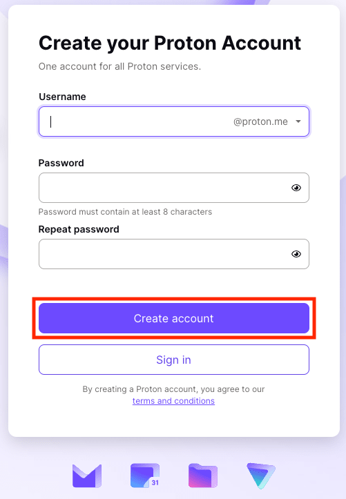 CREATE AN ACCOUNT