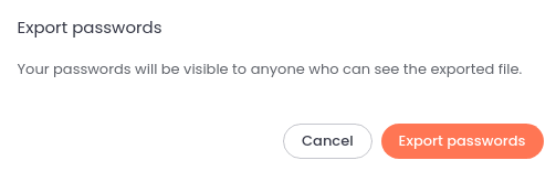 Conform that you want to export your passwords