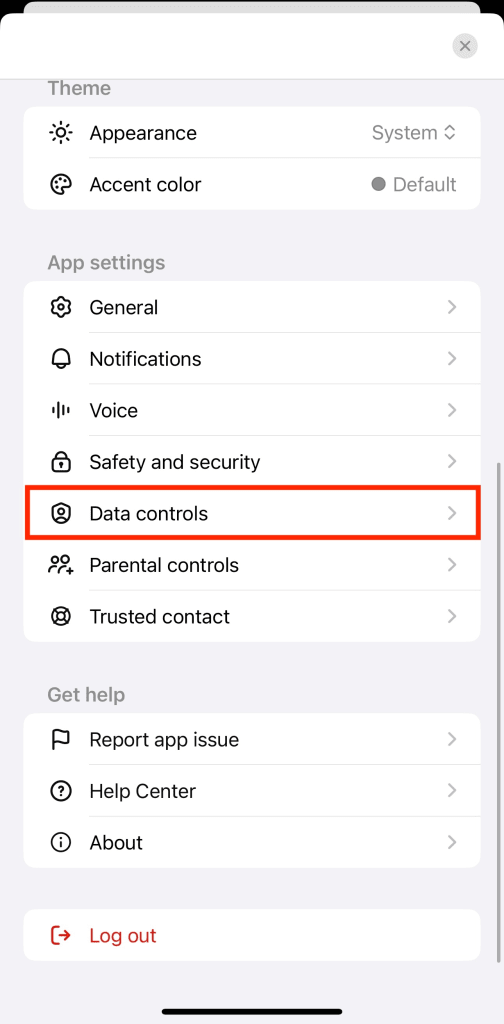 How to delete ChatGPT account on iOS settings