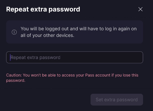 Confirm your extra password