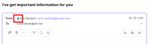 Une icône de verrou vous indique le statut de chiffrement des e-mails