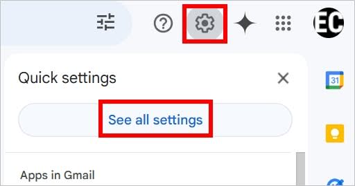 How to see all settings in Gmail / Image title: Gmail all settings