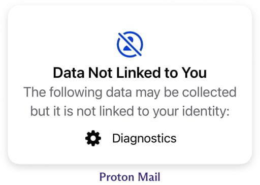 Proton Mail's privacy label from Apple's App Store