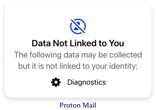 Das Datenschutzlabel von Proton Mail aus dem App Store von Apple