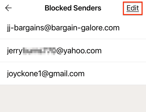 Block sender list on iPhone and iPad