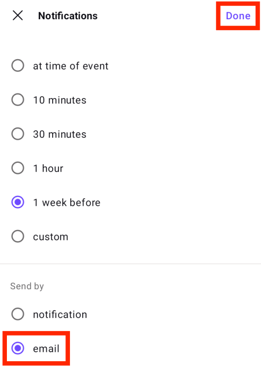 Android send by email radio button