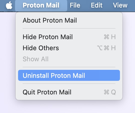 How to uninstall the Proton Mail app on macOS