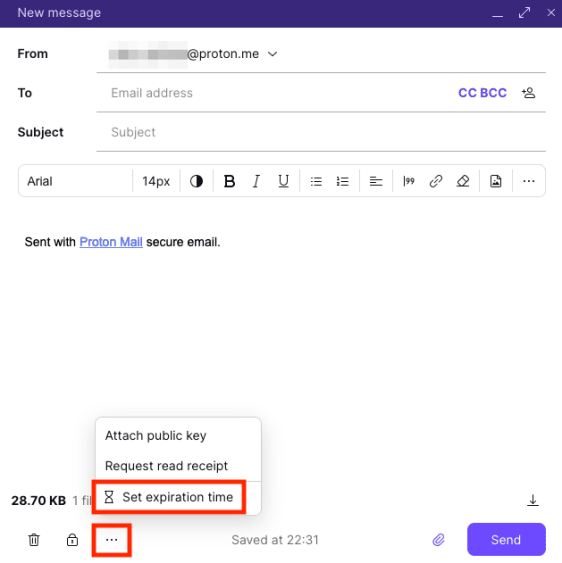 Set expiration time option