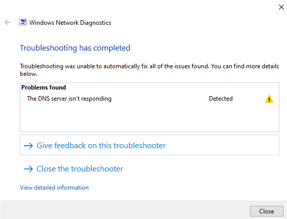 The Windows Network Diagnostics tool