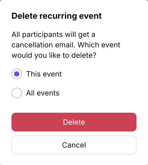 Delete an event with participants