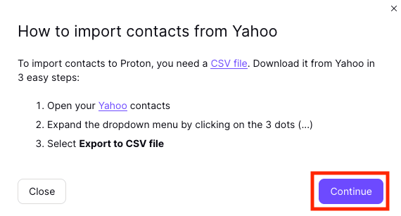 Instructions to get a CSV to export from Yahoo