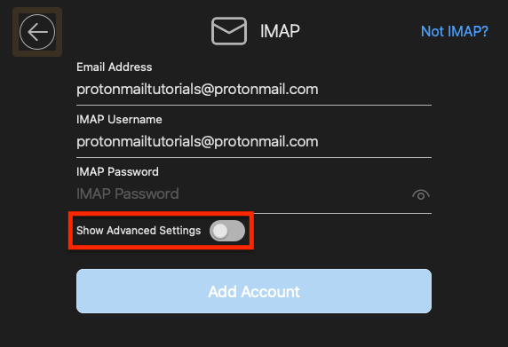 Show Advanced Settings switch