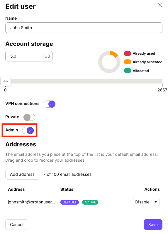 Admin rights switch