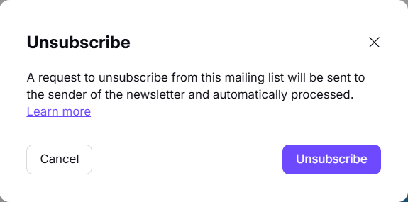 Confirm the Unsubscribe request.