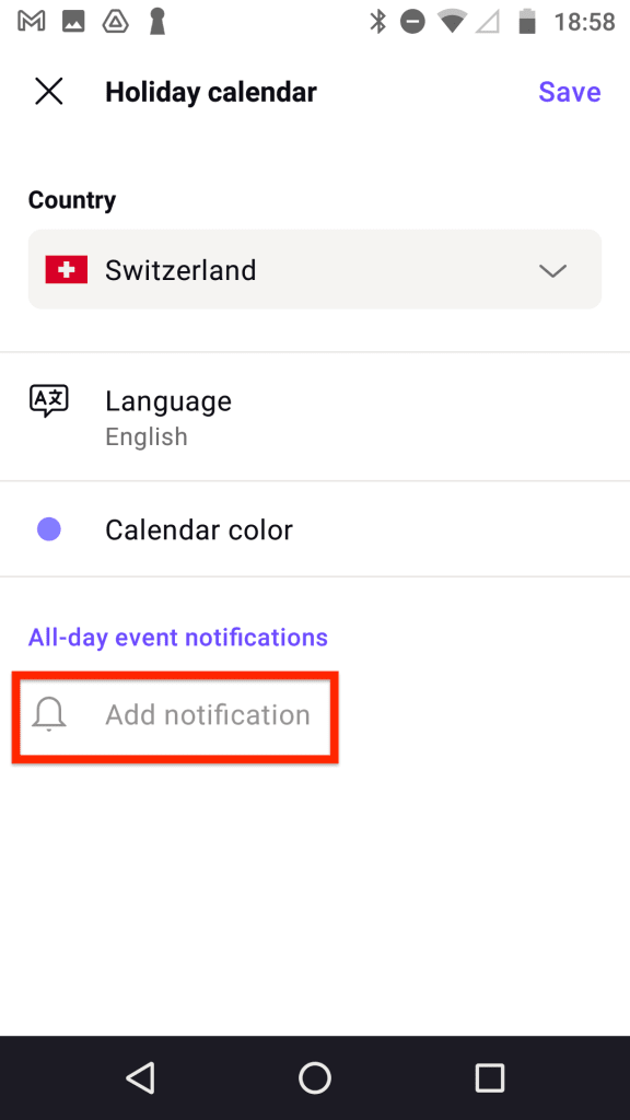 Add notification option on Android
