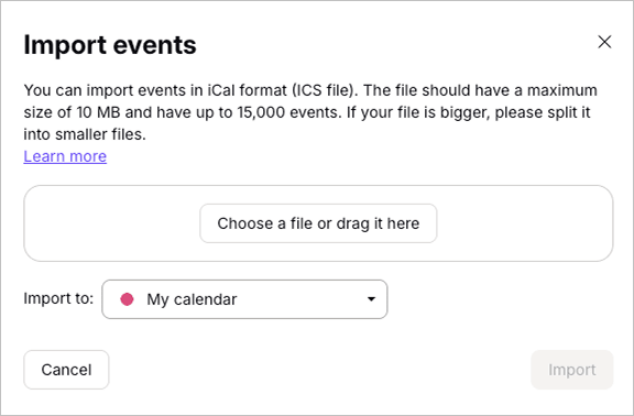 How to import events in Proton Mail