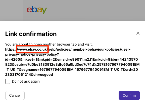 Proton Mail's link confirmation feature, which allows you to check links in emails for signs of phishing