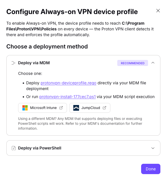 Deploy via MDM 1