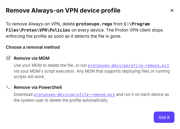 Remove Always-on VPN 2