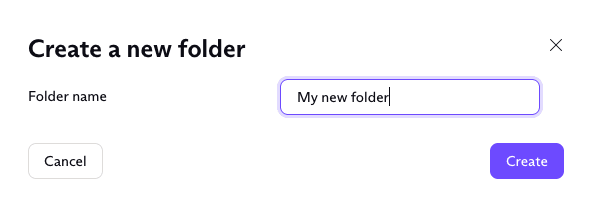 New folder field to enter folder name