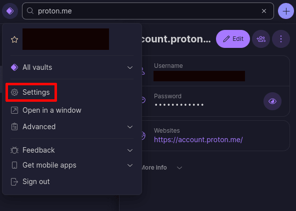 Proton Pass options