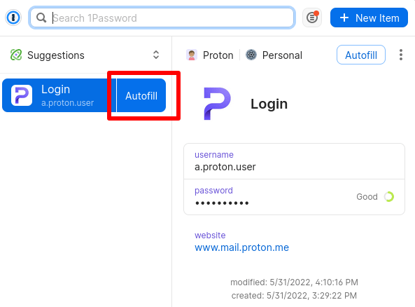 Autofill your Proton login details