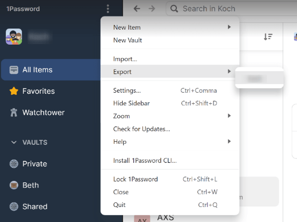 How to export from 1Password on Windows