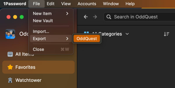 How to export from 1Password on macOS