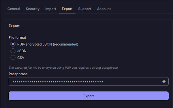 Export password from Proton Pass